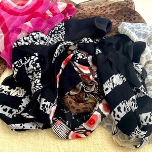 Ann Taylor Mix of Scarves including Black and Gray Animal Print Scarves